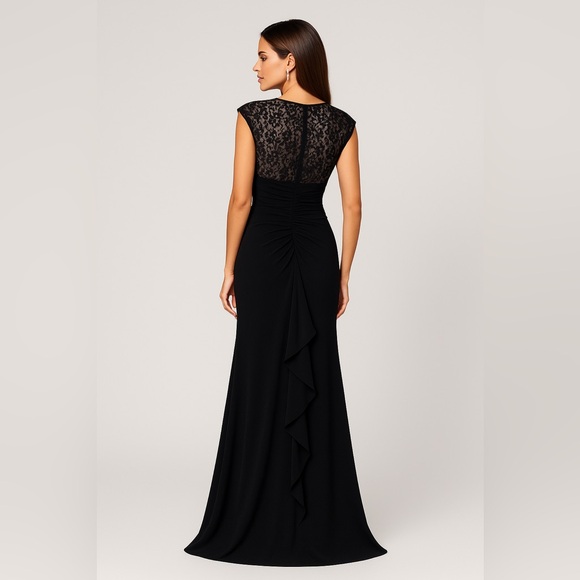 Betsy & Adam Elegant Black Lace Maxi Dress - Picture 3 of 6